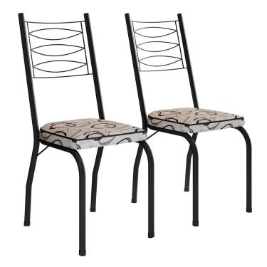 Imagem de Kit 2 Cadeiras Aço Carbono Tubular Metálica Acabamento D-25 Luana