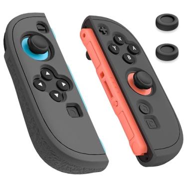 Imagem de PAWDIARY Black Switch 2 Capa de silicone para controle joycon, fosco Switch 2 2025 capa protetora para joycon alça esquerda e direita e 2 tampas Thump [2 peças] capa de substituição macia