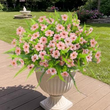 Imagem de ATTGREAT 12 pacotes de flores artificiais ao ar livre, resistentes a UV, flores falsas, eucalipto, boston, samambaia, plantas falsas, para uso ao ar livre, plástico, para decoração de vaso de