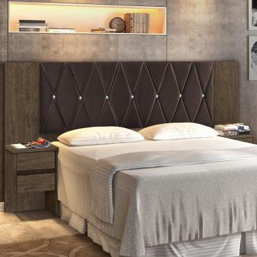 Imagem de Cabeceira Para Cama Box Regulável Oliveira Casal Queen King MDP Marrom Mocaccino Casa H