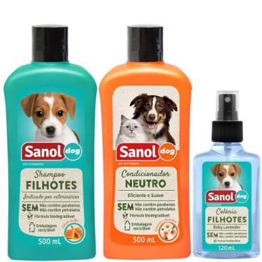Imagem de Kit para Banho Cães filhotes: Shampoo, Condicionador e Perfume Baby Ca