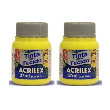 Imagem de Tinta Para Tecido Fosca Acrilex 37ml 2 Unidades Artesanato Fixação Frio Alta Cobertura – Fixação a Frio e Alta Cobertura Com Acabamento Fosco, Este Kit É A Escolha Perfeita Para Quem Busca Qualidade (Amarelo Limão 504)