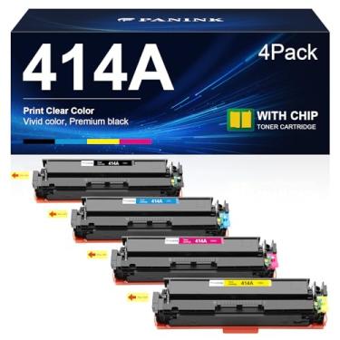 Imagem de PANINK Cartuchos De Toner Compatíveis 414A, Pacote Com 4 (Com Chip) De Substituição Para 414A 414X W2020A W2020X, Funcionam Para Impressora Hp Color Pro Mfp M479Fdw M479Fdn M454Dw M454Dn M479 M454