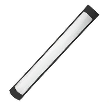 Imagem de Kit 5 luminaria tubular led preta 18w 60cm 3000k branco quente sobrepo