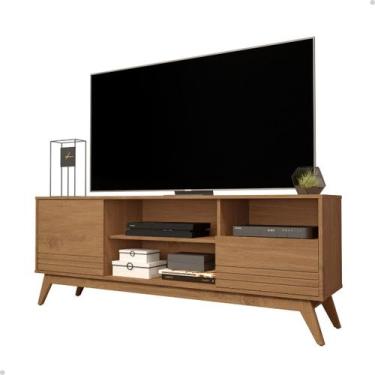 Imagem de Rack Retrô TV Até 72 Polegadas Pés De Madeira 2 Portas E 3 Nichos Kair