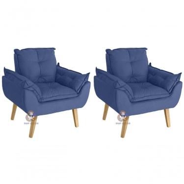 Imagem de 02 Poltrona Opala Azul Marinho Su Decor