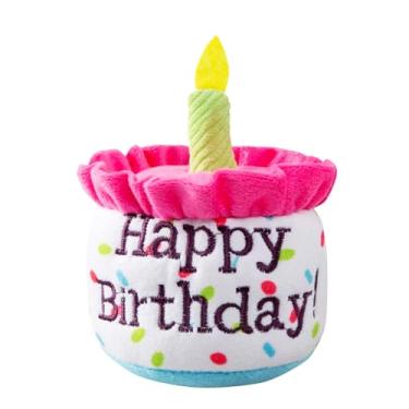 Imagem de Ushang Pet Dog Birthday Cake Toys, Happy Birthday Cake Shaped Squeaky Dog Toys for Small & Medium Dogs | Funny Dogs Gifts | Plush Dog Party Toys, Small, Pink