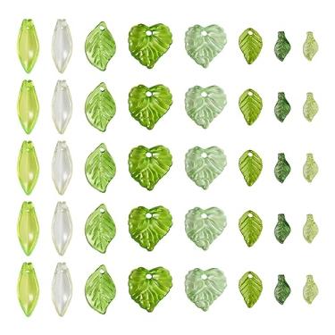 Imagem de Spritewelry 320 peças de pingentes de contas de folha verde, 8 estilos, folhas de árvore de acrílico, pingentes, folhas de bordo, pingente de decoração para colar, pulseiras, brincos, chaveiro