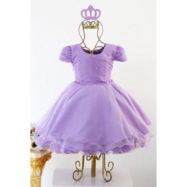 Imagem de Vestido Infantil Lilás Daminha Festa Luxo E Coroa - pingo de gente, 4,