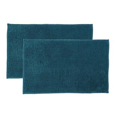 Imagem de Kit 2 Tapetes Banheiro Antiderrapante Azul Claro 58x38cm - Eurotextil