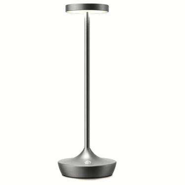 Imagem de Willdoak Luminária De Mesa Sem Fio Para Áreas Externas - Recarregável, 6000 Mah, Operada Por Bateria, Led, Portátil, Com Toque, Regulável, À Prova D'Água, Pátio, Restaurante, Jantar (Cinza)