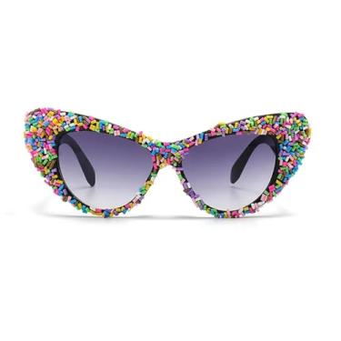 Imagem de Óculos de sol grandes Goggle femininos e masculinos, multicoloridos, tendências de luxo, punk, UV400 (preto e cinza)