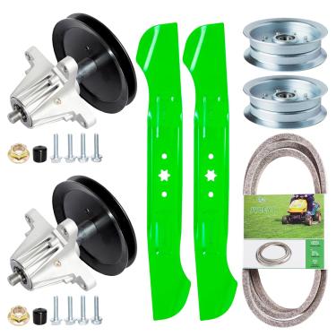Imagem de JYLEYJ Kit de reconstrução de deck 46 compatível com MTD Cub Ca det CRA ftsman T1500 T1600 LT4600 Inclui 2 eixos 618-06989 918-06989, 2 lâminas 742-04244 742-04290, 2 ID ler GY2200 82, 1 Be lt