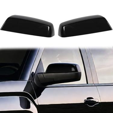 Imagem de YIXIN 2 peças de tampas cromadas para espelhos laterais de substituição direta para Chevy Silverado GMC Sierra 1500 e 2500 HD 3500 HD 2015-2018 acessórios (preto)
