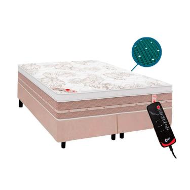 Imagem de Cama Box King: Colchão Molas Castor Tecnopedic Magnético Niponpedic+Base CRC Courano Bege(193x203)