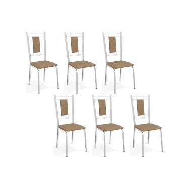 Imagem de Kit 6 Cadeiras de Cozinha Florença C005 6 Un Cromada/Capuccino - Kappesberg