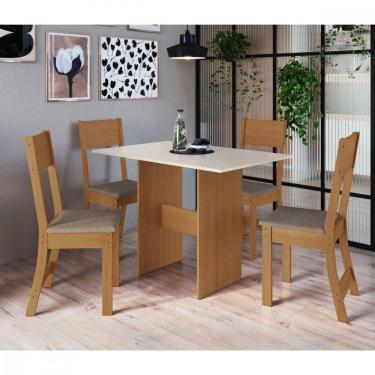 Imagem de Mesa Com 4 Cadeiras Karla Freijo Com Off White Cacau Indekes