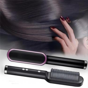 Imagem de Escova Alisadora De Cabelo 3 Em 1 Bivolt Escova De Cabelo Fino, Grosso, Cacheados e Crespos Com Pente Especial Multifuncional Potente Premium 200° Graus COM FIO