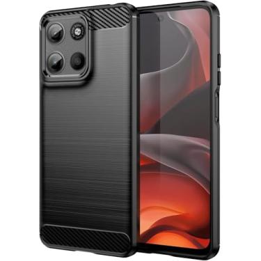 Imagem de Capa Para Motorola Moto G15 (Tela 6.72) Carbon Fiber Leve Fina Maleável - Preto