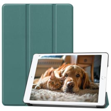 Imagem de Capa fina híbrida para iPad 9ª/8ª/7ª geração 10,2 polegadas versão 2021/2020/2019, capa protetora à prova de choque, capa protetora para iPad 9/8/7 10,2, com parte traseira de TPU macio (verde escuro