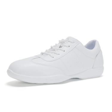 Imagem de OLORA Cheer Shoes Tênis de líder de torcida, leve, confortável, dança, atlético, treinamento, competição, líder de torcida, Gat/sola completa/branco, 36/37 BR