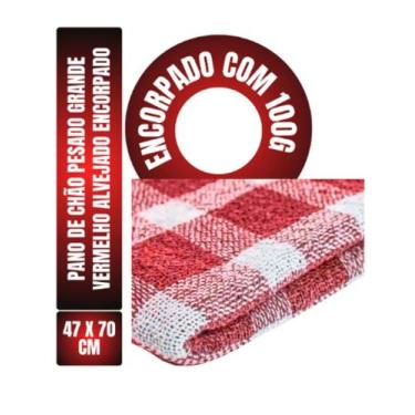 Imagem de Kit C/ 15un Pano De Chão Xadrez Vermelho Encorpado Grande - Neves - Pe