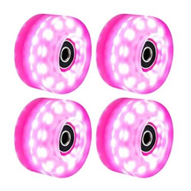 Imagem de oshhni Pacote de 4 Rodas para Patins com Rolamentos Integrados para Atividades Externas, Cor de rosa