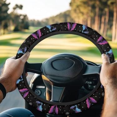 Imagem de Brosoneto Capas de volante para carrinho de golfe de Halloween coloridas de 35,5 cm, acessórios de carrinho de golfe, antiderrapante, protetor de volante para clube, universal, para golfistas