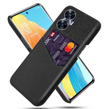 Imagem de Capa para Realme C55,Anti-deslizamento,Proteção contra quedas de 360°,Resistência à impressão digital,Tela e caso de couro PU com 1 slot de cartão atrás-Black