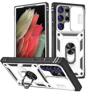 Imagem de HJZSZX Para Samsung A54 5G Câmera Slide Lens Case Protetor Grau Rugged Cove (Para Samsung A54 5G/Branco)