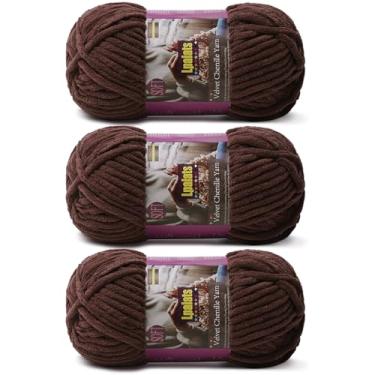 Imagem de Lpalats Fio de chenille grosso para crochê - 3 x 100 g/99 g para crochê macio - 260 metros de fios de pelúcia grossos e fofos para cobertores de tricô Amigurumi (3, curry escuro)