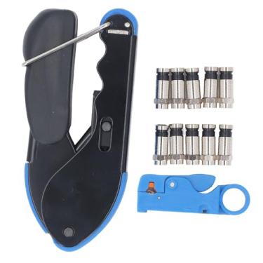 Imagem de Coax Cable Crimper Tool Kit de alta dureza aço de aço de arame decapagem de arame de impressão com conectores para antenas de TV de satélite RG6 RG59 RG58 BNC
