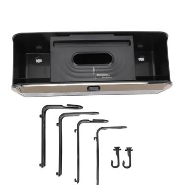 Imagem de Organizador do banco traseiro do carro com bandeja 2 copo de drinque caixa de tecidos caixa de armazenamento gancho de carro multi -funcional Organizador (Preto)