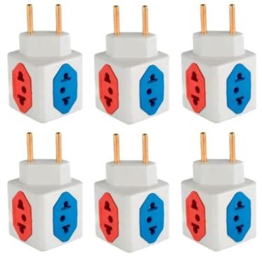 Imagem de KIT Com 6 Adaptadores Benjamim Cubo 3D Com 3 Entradas de Tomada 10 Amperes E 1 Entrada de Tomada 20 Amperes CORES SORTIDAS Plug Padrão Novo 3 Pinos Resistente PREMIUM