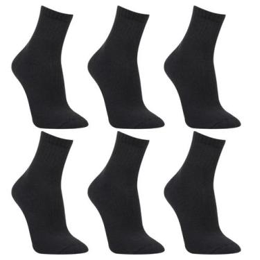Imagem de Kit 6 Pares de Meias Atoalhadas Cano Médio Esportiva Macia e Resistent