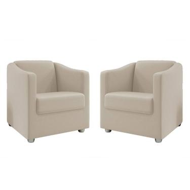 Imagem de Kit 2 Poltronas Decorativa Tilla Suede Bege DalPoz Estofados