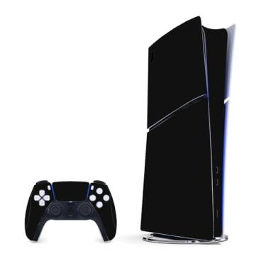 Imagem de Skin Decal Compatible with PS5 Slim Digital, Full Set Vinyl Wrap Black Sticker Cover for Game Console & Controller