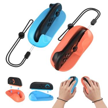 Imagem de EJGAME Ergonomic FPS Gaming Mouse Grip Compatible with Nintendo Switch 2(2025) JoyCons, Mini Portable Mice for Drag x Drive Game Accessories,2 Pack (Blue and Orange)