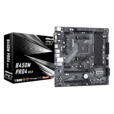 Imagem de ASROCK Placa mãe B450M PRO4 R2.0 soquete AM4/AMD B450/DDR4/SATA3&USB3.2/M.2/Micro ATX