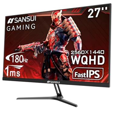 Imagem de SANSUI 27 polegadas WQHD 2560 x 1440P Gaming Monitor 180Hz/144Hz 1ms Fast IPS 2K Monitor de computador, HDMI 2,0 x2, DP 1,2 x 2, VESA Mount, 120% sRGB HDR Eye Care metal Stand -G27F2Q DP Cabo incluído