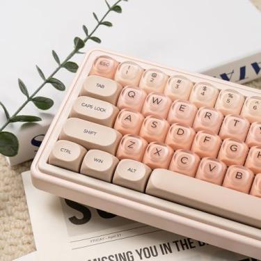 Imagem de Conjunto de 130 teclas PBT rosa com perfil MOA compatível com teclado Wooting 61/64/87/104/108 Cherry Mx Switches Teclados mecânicos