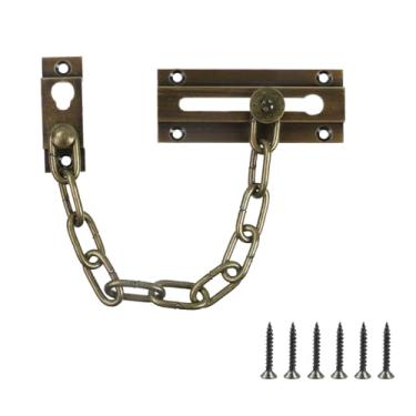 Imagem de MY MIRONEY Cadeado de porta de latão, corrente longa de segurança para porta interna e fechadura extra frontal, bronze antigo, 8,5 cm