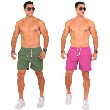 Imagem de Kit 2 Shorts Masculino Casual Linho Liso Confortável Leve - Obstinate,