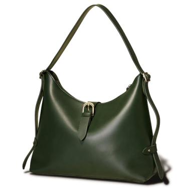 Imagem de SUNLIGHT LEAVES Bolsa Hobo Vintage de Couro Vegano para Mulheres Bolsa de Ombro Satchel Satchel Satchel Under Arm Lady Handbag, Verde, Medium