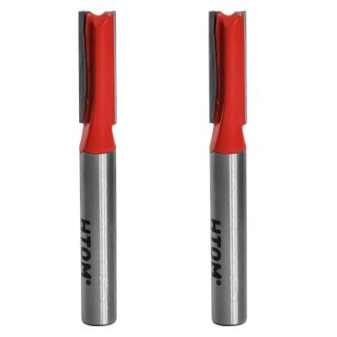Imagem de Kit 2 Fresa Reta 1/4 Haste 1/4 Corte Duplo Metal Duro Tupia