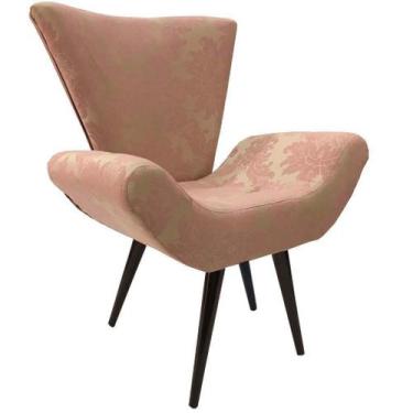 Imagem de Poltrona Decorativa Elegance 402 Rosa com Dourado - Sua Casa Decor