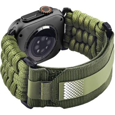 Imagem de KOREDA Pulseira masculina de nylon resistente para Apple Watch Ultra 2/1 de 49 mm, 46 mm, 45 mm, 44 mm e 42 mm, tática para Apple Watch séries 11/10/9/8/7/6/5/4/3/2/1/SE