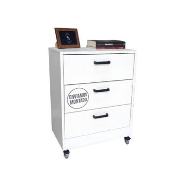 Imagem de Mesa De Cabeceira 3 Gaveta 50Cm Quarto Pux Arquivo C/Rodinha - Fl Deco