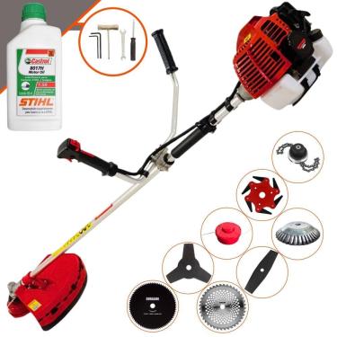 Imagem de Máquina de Corta Grama Kawashima KW43L À Gasolina 43cc 1,7HP 10.000rpm Multifunções Completa Com Carretel de Nylon + 7 Opções de Corte + ÓLEO STIHL 2T