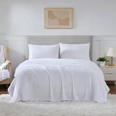 Imagem de Lençóis de lã casal – Lençol de microlã quente e quentinho para conforto no clima frio outono/inverno – Lençol de cima e fronhas de microlã